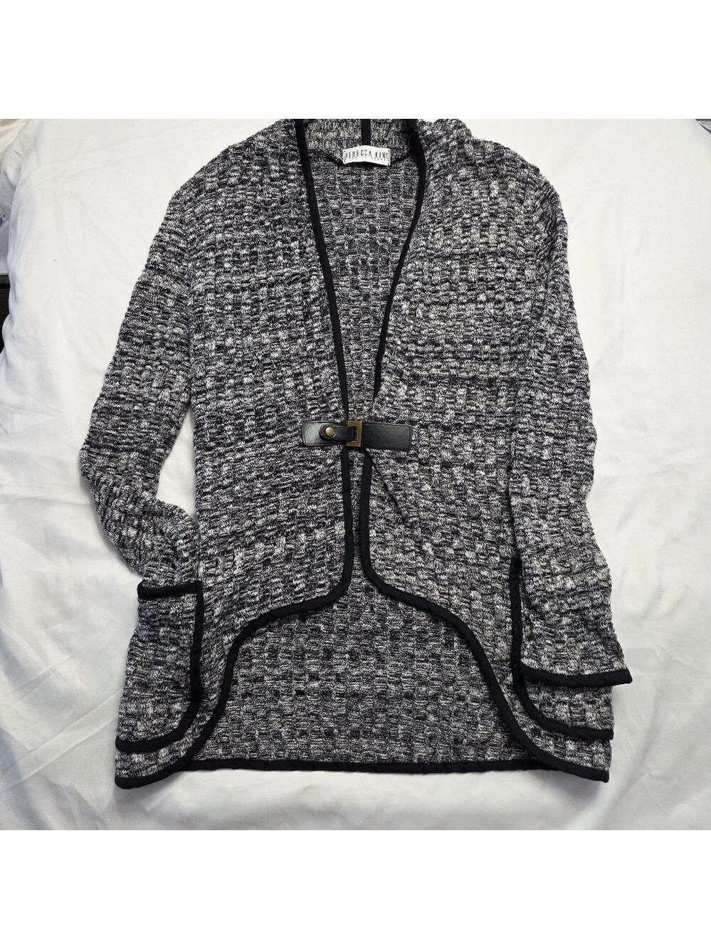 Rebecca King Knit Buckle Cardigan Sweater Jacket S/M